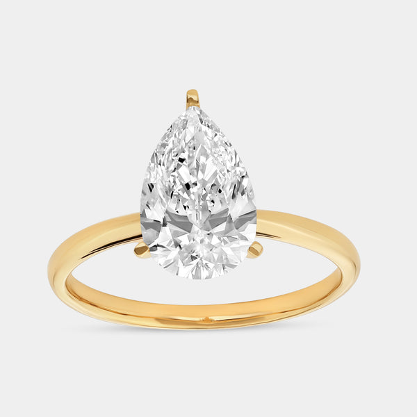 5 Carat Lab-Grown Diamond Pear-Shaped Classic Solitaire Ring — GILDED New York