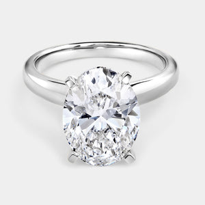Gilded 5 Carat Lab-Grown Diamond Oval-Shaped Classic Solitaire Ring