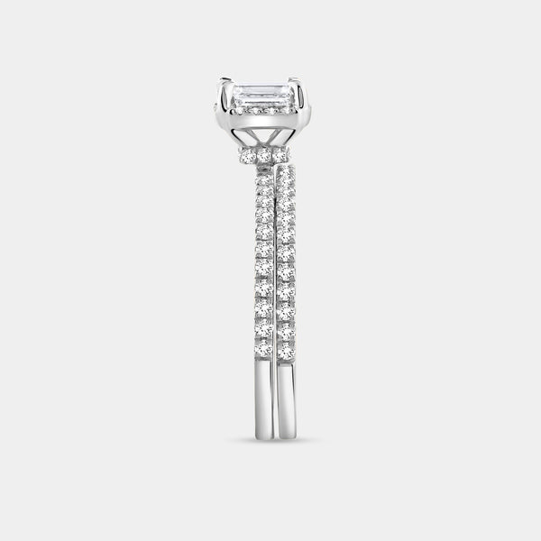 1 Carat Lab-Grown Emerald-Cut Hidden Halo Engagement Ring Set — GILDED New York
