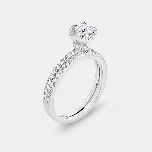 1 Carat Lab-Grown Round-Shaped Hidden Halo Engagement Ring Set — GILDED New York