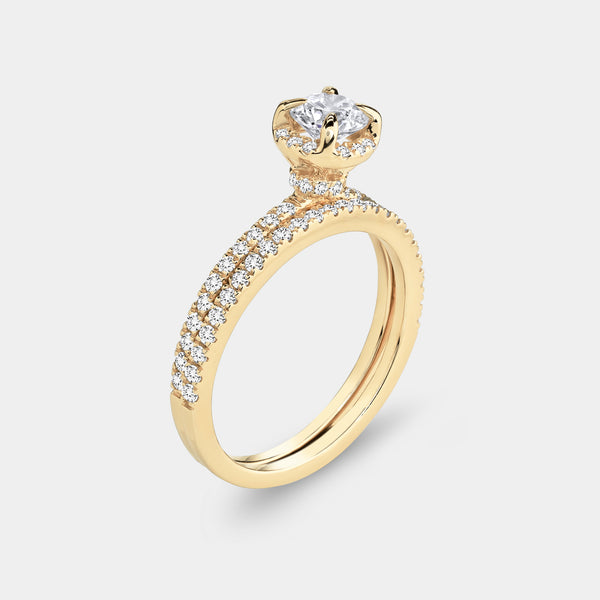 1 Carat Lab-Grown Round-Shaped Hidden Halo Engagement Ring Set — GILDED New York