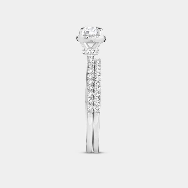 1 Carat Lab-Grown Round-Shaped Hidden Halo Engagement Ring Set — GILDED New York