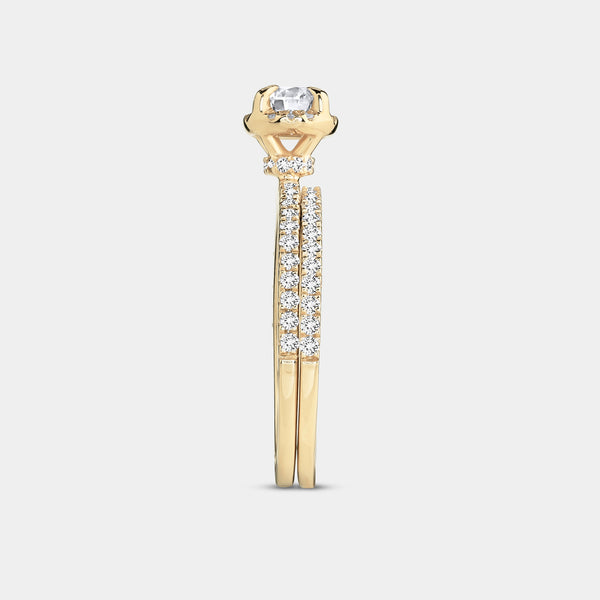 1 Carat Lab-Grown Round-Shaped Hidden Halo Engagement Ring Set — GILDED New York