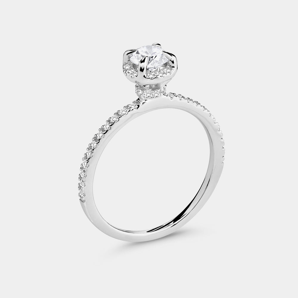 Gilded 1 Carat Lab-Grown Round-Shaped Hidden Halo Engagement Ring Set