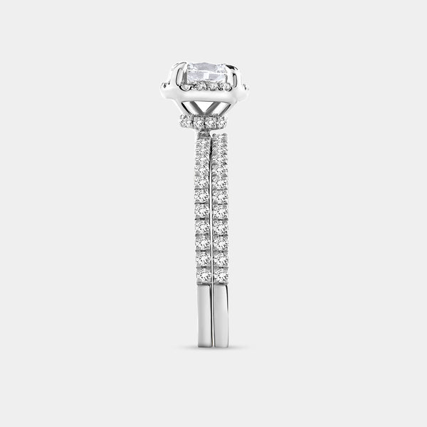 1 Carat Lab-Grown Oval-Shaped Hidden Halo Engagement Ring Set — GILDED New York