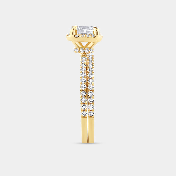 1 Carat Lab-Grown Oval-Shaped Hidden Halo Engagement Ring Set — GILDED New York