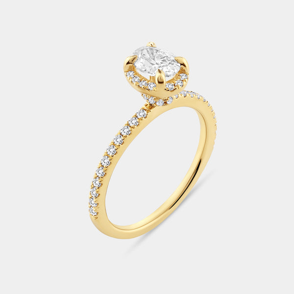 1 Carat Lab-Grown Oval-Shaped Hidden Halo Engagement Ring Set — GILDED New York