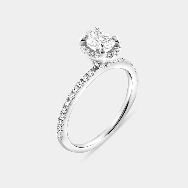 1 Carat Lab-Grown Oval-Shaped Hidden Halo Engagement Ring Set — GILDED New York