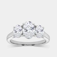 Gilded 2 Carat Lab-Grown Diamond Oval-Shaped Three-Stone Ring