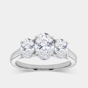 Gilded 2 Carat Lab-Grown Diamond Oval-Shaped Three-Stone Ring