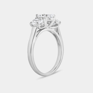 Gilded 2 Carat Lab-Grown Diamond Oval-Shaped Three-Stone Ring