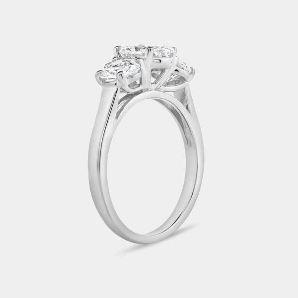 Gilded 2 Carat Lab-Grown Diamond Oval-Shaped Three-Stone Ring