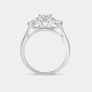 Gilded 2 Carat Lab-Grown Diamond Oval-Shaped Three-Stone Ring