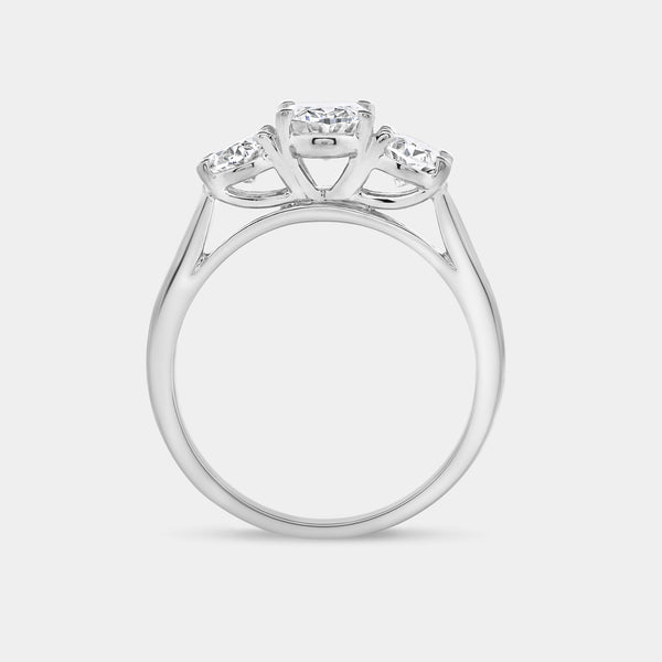 Gilded 2 Carat Lab-Grown Diamond Oval-Shaped Three-Stone Ring