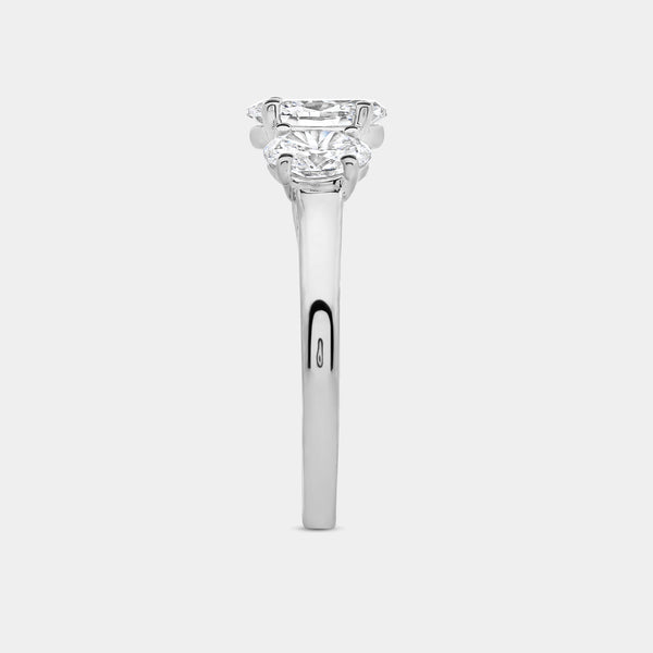 Gilded 2 Carat Lab-Grown Diamond Oval-Shaped Three-Stone Ring