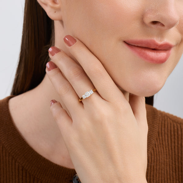 1 Carat Lab-Grown Diamond Princess-Cut Three-Stone Ring — GILDED New York