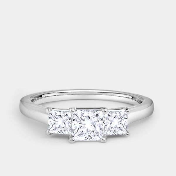 1 Carat Lab-Grown Diamond Princess-Cut Three-Stone Ring — GILDED New York