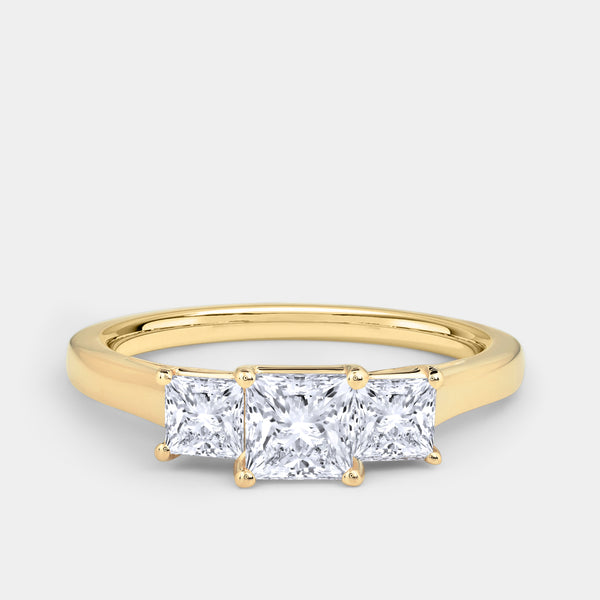 1 Carat Lab-Grown Diamond Princess-Cut Three-Stone Ring — GILDED New York