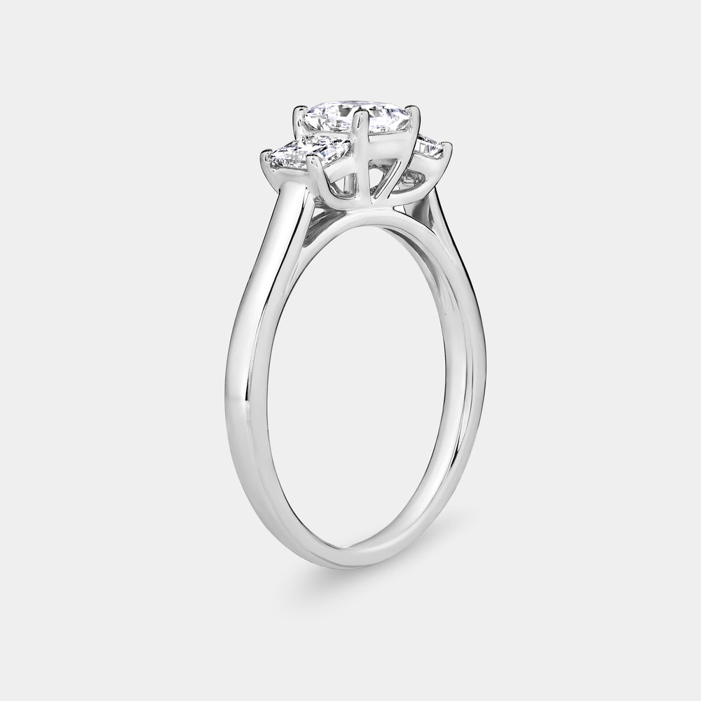 Gilded 1 Carat Lab-Grown Diamond Princess-Cut Three-Stone Ring