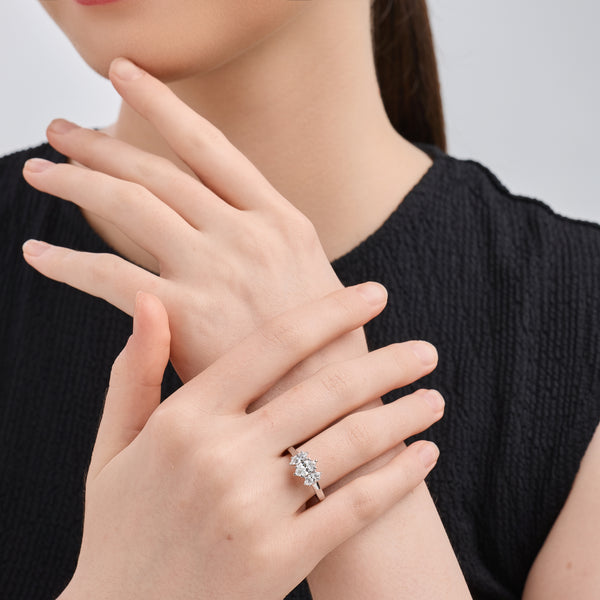 1 Carat Lab-Grown Diamond Marquise-Shaped Three-Stone Ring — GILDED New York