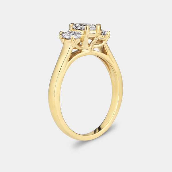1 Carat Lab-Grown Diamond Marquise-Shaped Three-Stone Ring — GILDED New York