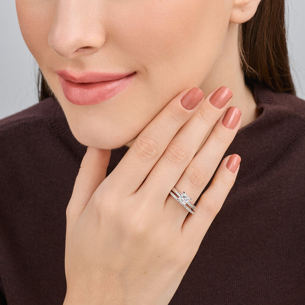 1 and 1/4 Carat Princess-Cut Lab-Grown Diamond Solitaire Bridal Set — GILDED New York