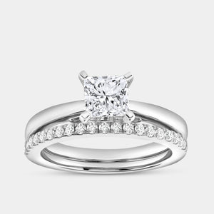 Gilded 1 and 1/4 Carat Princess-Cut Solitaire Bridal Set