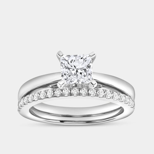 Gilded 1 and 1/4 Carat Princess-Cut Solitaire Bridal Set