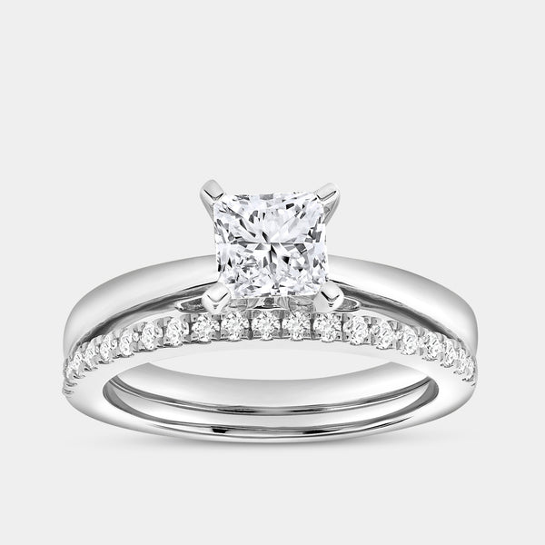 1 and 1/4 Carat Princess-Cut Lab-Grown Diamond Solitaire Bridal Set — GILDED New York