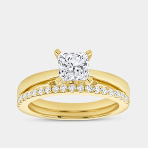 Gilded 1 and 1/4 Carat Princess-Cut Solitaire Bridal Set