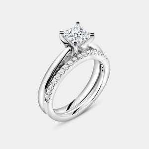 Gilded 1 and 1/4 Carat Princess-Cut Solitaire Bridal Set