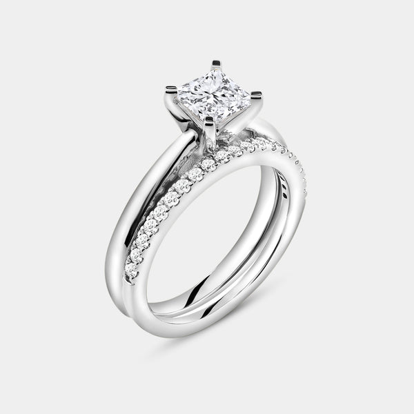1 and 1/4 Carat Princess-Cut Lab-Grown Diamond Solitaire Bridal Set — GILDED New York