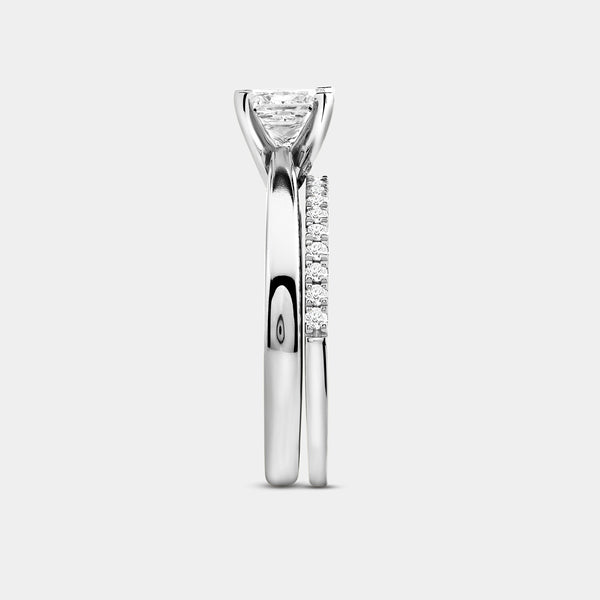 1 and 1/4 Carat Princess-Cut Lab-Grown Diamond Solitaire Bridal Set — GILDED New York