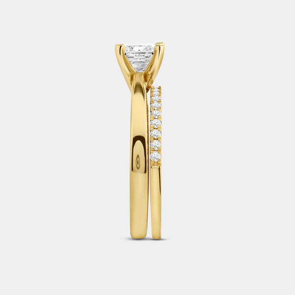 1 and 1/4 Carat Princess-Cut Lab-Grown Diamond Solitaire Bridal Set — GILDED New York