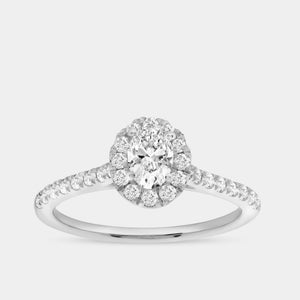 Gilded 3/4 Carat Lab-Grown Diamond Oval-Shaped Halo Engagement Ring in a Classic Shank