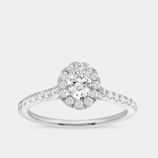 3/4 Carat Lab-Grown Diamond Oval-Shaped Halo Engagement Ring in a Classic Shank — GILDED New York