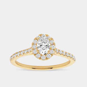 Gilded 3/4 Carat Lab-Grown Diamond Oval-Shaped Halo Engagement Ring in a Classic Shank