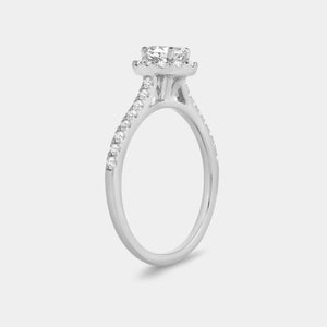 Gilded 3/4 Carat Lab-Grown Diamond Oval-Shaped Halo Engagement Ring in a Classic Shank