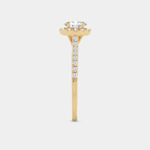 Gilded 3/4 Carat Lab-Grown Diamond Oval-Shaped Halo Engagement Ring in a Classic Shank