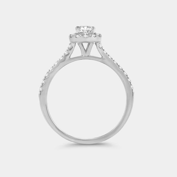 3/4 Carat Lab-Grown Diamond Oval-Shaped Halo Engagement Ring in a Classic Shank — GILDED New York