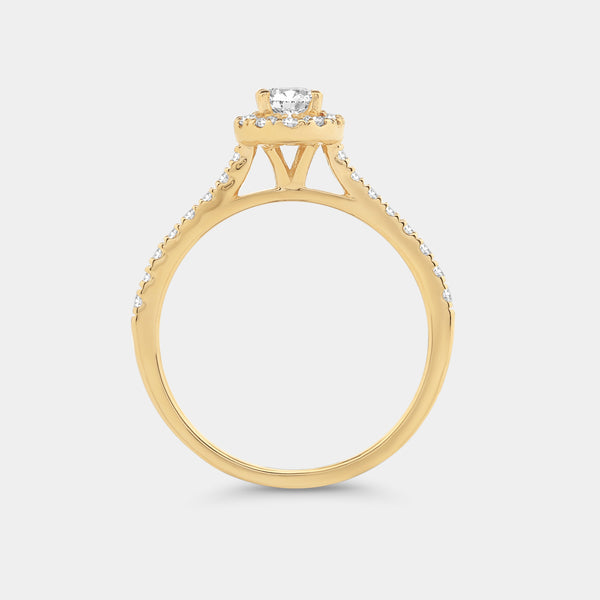 3/4 Carat Lab-Grown Diamond Oval-Shaped Halo Engagement Ring in a Classic Shank — GILDED New York
