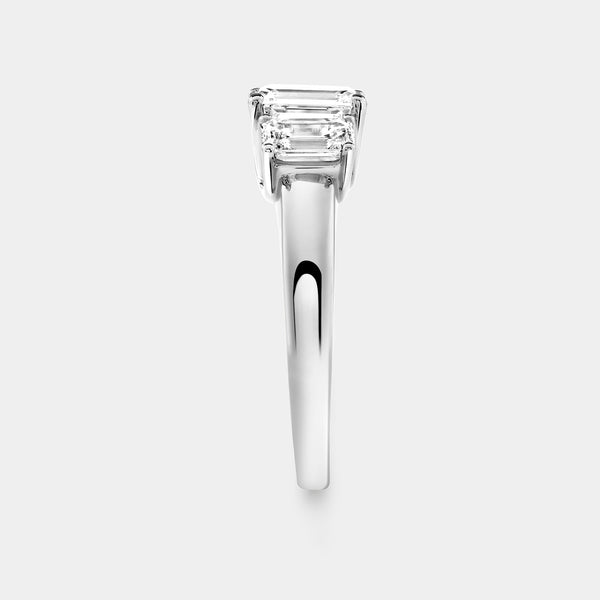 2 Carat Lab-Grown Diamond Emerald-Cut Three-Stone Ring — GILDED New York