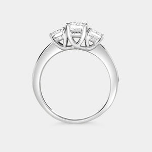 Gilded 2 Carat Lab-Grown Diamond Emerald-Cut Three-Stone Ring