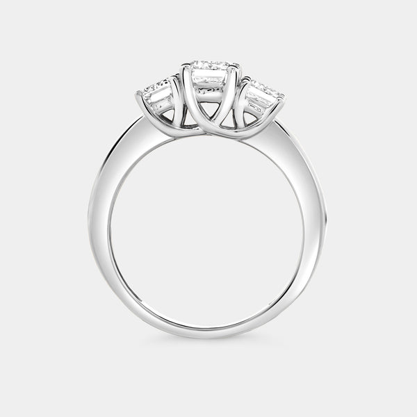 2 Carat Lab-Grown Diamond Emerald-Cut Three-Stone Ring — GILDED New York