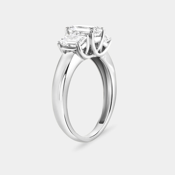 2 Carat Lab-Grown Diamond Emerald-Cut Three-Stone Ring — GILDED New York