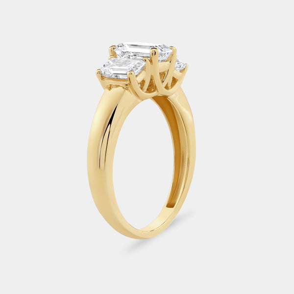 2 Carat Lab-Grown Diamond Emerald-Cut Three-Stone Ring — GILDED New York