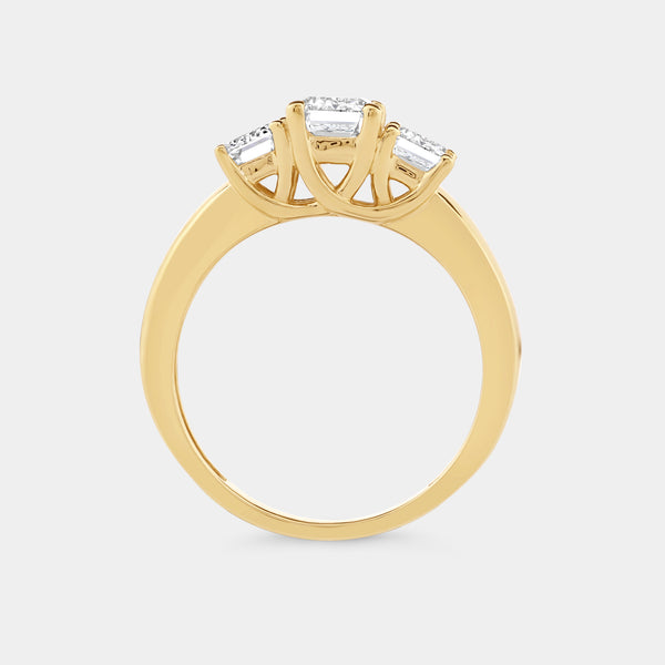 2 Carat Lab-Grown Diamond Emerald-Cut Three-Stone Ring — GILDED New York