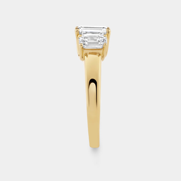2 Carat Lab-Grown Diamond Emerald-Cut Three-Stone Ring — GILDED New York