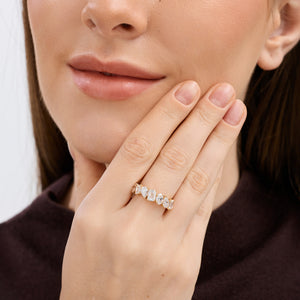 Gilded 2 and 1/2 Carat Diamond Multi-Stone Wedding Band with Fancy Shapes
