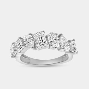 Gilded 2 and 1/2 Carat Diamond Multi-Stone Wedding Band with Fancy Shapes
